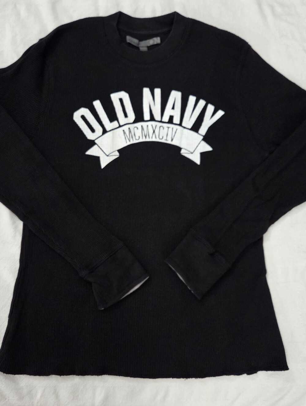 Old Navy Men Large Black Waffle Knit Thermal Long Sleeve Shirt 💙2for$20